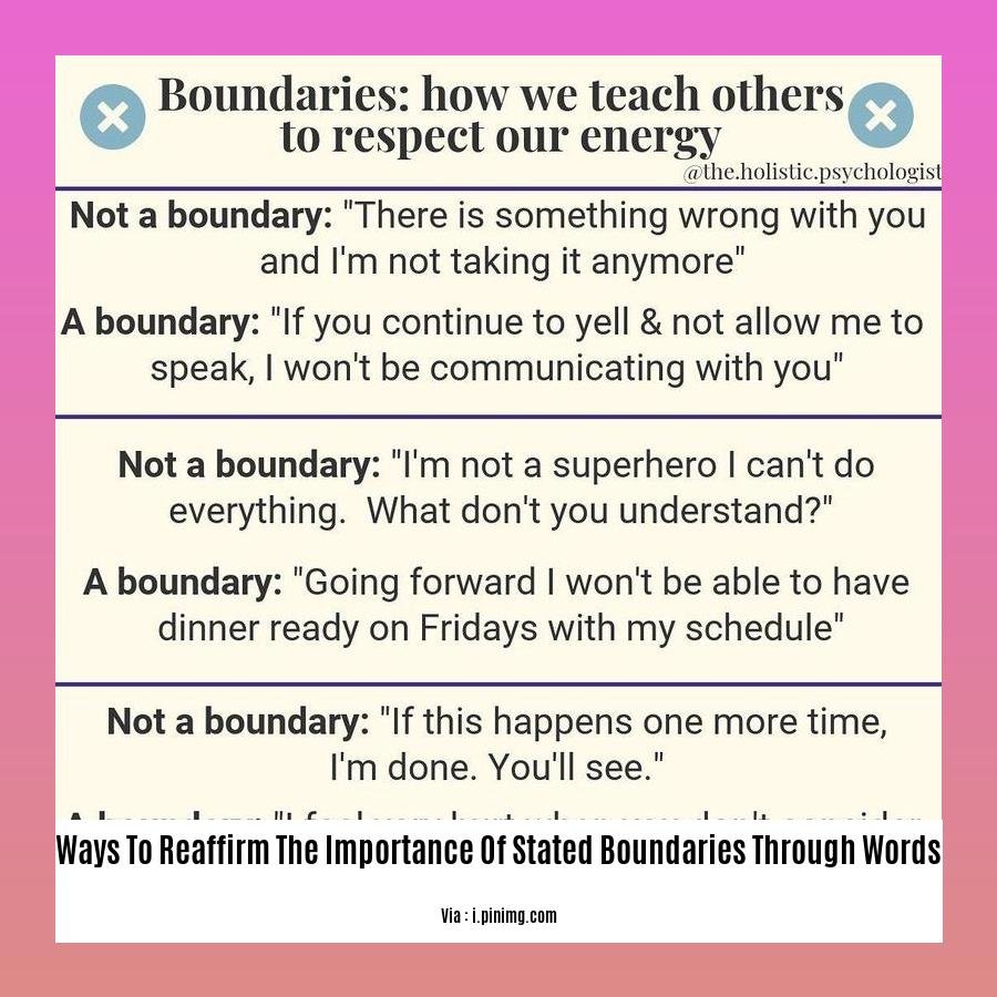 ways to reaffirm the importance of stated boundaries through words